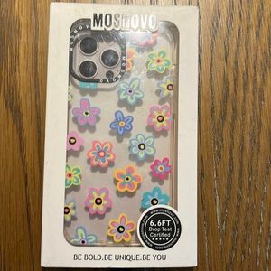 Mosnovo iPhone 14 Pro Max Case, Clear, Flower Power
